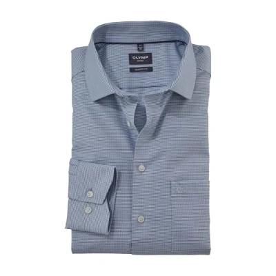 Abbildung von OLYMP Luxor Modern Fit Herren Businesshemd Hellblau Struktur Global Kent Kragen Gr. 46