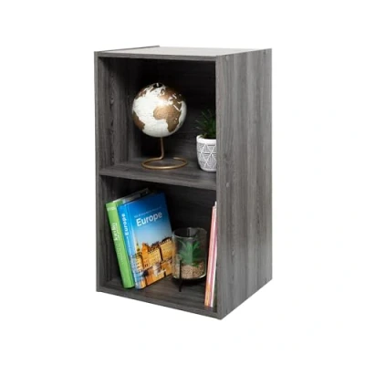 Abbildung von Iris Ohyama, Möbel, 2 Büroregale, Bibliothek, Stabil, Großes Fassungsvermögen, Multifunktional, Schlafzimmer, Wohnzimmer Office Basic Rack CX 2FN Eiche Grau