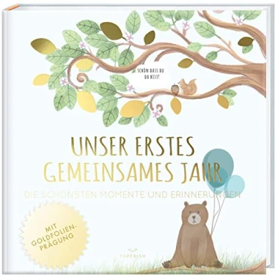 Abbildung von Babyalbum UNSER ERSTES GEMEINSAMES JAHR (blau): Die schönsten Momente und Erinnerungen (Fotoalbum Baby Babybuch Geschenk Junge Mädchen) PAPERISH®