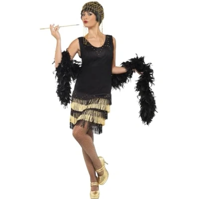 Abbildung von Smiffys Kostüm 20er Jahre Flapper Kleid schwarz gold Fasching, Die Goldenen 20er: Cocktailkleid in der richtigen Mischung aus frech u
