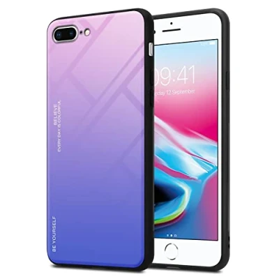 Abbildung von Cadorabo Hülle kompatibel mit Apple iPhone 7 Plus / 7S 8 Schutzhülle TPU Silikon Case Glas Slim Kratzfest Weiche Gummi Rundumschutz für in Schwarz