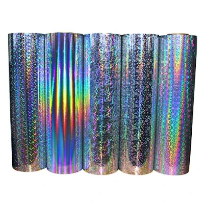 Abbildung von (7,94 /m²) Hologramm Plotterfolie Glitzerfolie Plottfolie Klebefolie Glitzer Folie Dekofolie Glitter Oilslick Vinyl für Aufkleber Dekor Plotten (Dots, 31,5cm x 5m)