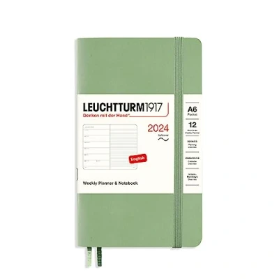 Abbildung von LEUCHTTURM1917 367800 Wochenkalender &amp; Notizbuch Softcover Pocket (A6) 2024, 12 Monate, Salbei, Englisch