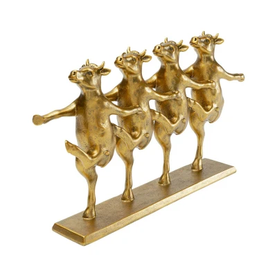 Abbildung von Kare Design Deko Figur Dancing Cows, Gold, Kühe, Handgefertigt, Unikat, Tier Design, Objekt fürs Wohnzimmer, für Regale, Geschenkidee, 47x46x14 cm (H/B/T)