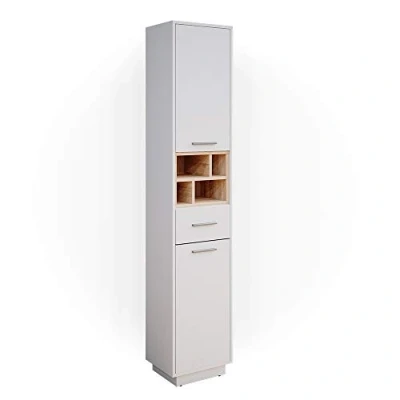 Abbildung von Vicco Hochschrank Beatrice, Weiß/Sonoma, 38 x 190 cm