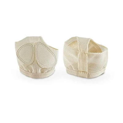 Abbildung von CZ Store® Anti Rutsch Fuß Pads 5 Größen BEIGE ✮LEBENSLANGE GARANTIE✮ Faux Suede zum Tanzen, leichtes Mesh Gaze Gewebe Zehenschutz für Gymnastik, Yoga, Pilates, Ballett (Beige, XS)