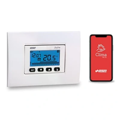 Abbildung von VEMER Ve792200 Dafne WiFi Thermostat, 230 V, Steuerung mit Smartphone über APP verfügbar auf iOS und Android, kompatibel Alexa Google Home, Weiß Grau