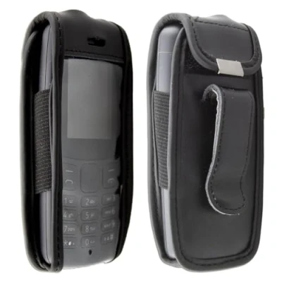 Abbildung von caseroxx Hülle Ledertasche mit Gürtelclip für Nokia 106 (2018) aus Echtleder, Tasche und Sichtfenster in schwarz