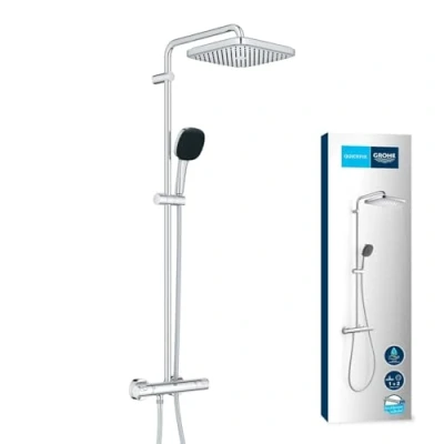 Abbildung von Grohe Vitalio Comfort 250 Duschsystem mit Thermostat für Wandmontage Chrom