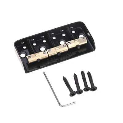 Abbildung von Wilkinson WTBS Short Telecaster Bridge Brücke Messing Kompensiert 3 Saitenreiter für Humbucker Tele Style oder Vintage E Gitarre, Schwarz
