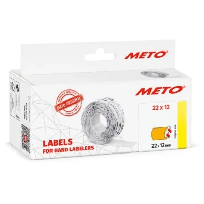 Abbildung von Meto Etiketten für Handauszeichner (22x12 mm, 1 zeilig, 6.000 Stück, fluor orange, permanent, Meto, Contact, Sato, Avery, Tovel, Samark etc.)