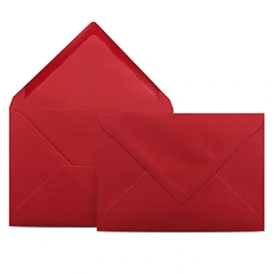Abbildung von 50 Briefumschläge DIN C6 Kirschrot Rot 11,4 x 16,2 cm Kuverts mit 80 g/m² Nassklebung spitze Klappe Umschläge ohne Fenster Colours 4 you