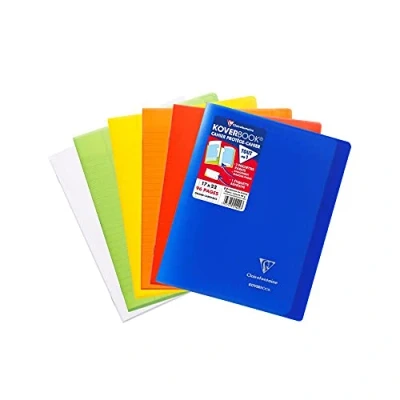 Abbildung von Clairefontaine 951460AMZC Set mit 6 Heften Koverbook, 48 Blatt, 17 x 22cm, 90g, französische Lineatur, 2 Klarsichthüllen, 1 Set, farbig sortiert