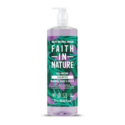 Abbildung von Faith In Nature 1L Natural Lavender &amp; Geranium Shampoo, Soothing, Vegan Cruelty Free, No SLS or Parabens, For Normal to Dry Hair