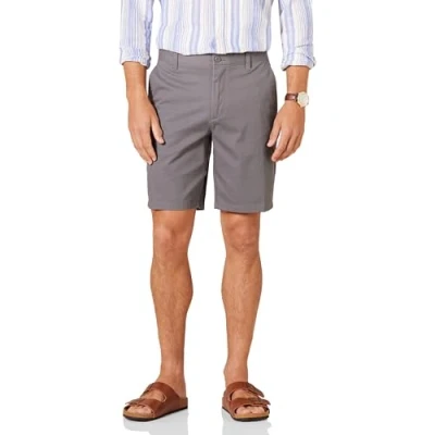 Abbildung von Amazon Essentials Herren 23 cm Lange Stretch Chinohose mit schmaler Passform, Dunkelgrau, 32W