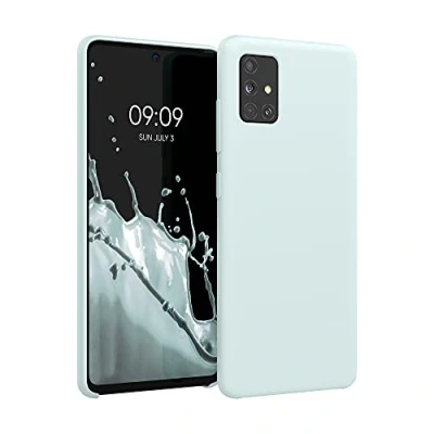 Abbildung von kwmobile Hülle kompatibel mit Samsung Galaxy A51 Silikon Handy Case Handyhülle weiche Oberfläche kabelloses Laden Cool Mint