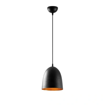 Abbildung von Hängeleuchte 1 Glühlampe Gakuli D20cm Metall gehämmert Schwarz Menzzo