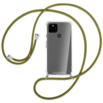 Abbildung von mtb more energy® Handykette kompatibel mit Google Pixel 4a 5G (6.2&#039;&#039;) Khaki Smartphone Hülle zum Umhängen Anti Shock Full TPU Case