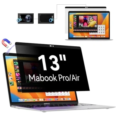 Abbildung von Sichtschutz MacBook Pro 13 Zoll (20162022, M1, M2)/MacBook Air (20182021, M1), magnetischer, abnehmbarer blendfreier Blaulichtfilter mit Kamera Abdeckung,