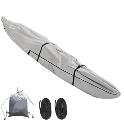 Abbildung von Bootsplane Kajak Abdeckung UV,420D Kanu Plane Abdeckplanekanu Abdeckplane Persenning Wasserdicht Staubdicht für Kajak(Gray,16FT)