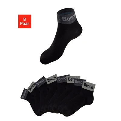 Abbildung von Bench. Kurzsocken, (Packung, 8 Paar), mit eingestricktem Schriftzug am Bündchen