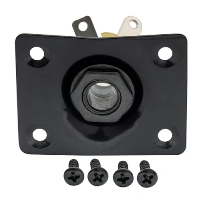 Abbildung von Musiclily 6,35mm Rechteckig Gitarren Klinkenbuchse Eingang Jack Socket Plate Buchsenplatte für Les Paul Tele Style E Gitarre, Schwarz