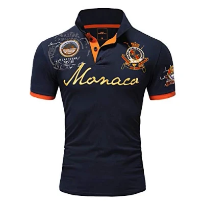 Abbildung von Amaci&amp;Sons Herren Poloshirt Basic Kontrast Monaco Stickerei Kurzarm Polohemd T Shirt 5108 Navyblau L