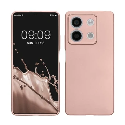 Abbildung von kwmobile Case kompatibel mit Xiaomi Redmi Note 13 5G Hülle Schutzhülle aus Silikon metallisch schimmernd Handyhülle Metallic Rosegold