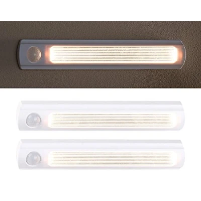 Abbildung von Luminea LED Schrankbeleuchtung: 2er Set Schrankleuchte, PIR &amp; Lichtsensor, 0,6 W, 25 Lm, 6000 K (Schranklampe, Schrankleuchte mit Sensor, Leuchte Bewegungsmelder)