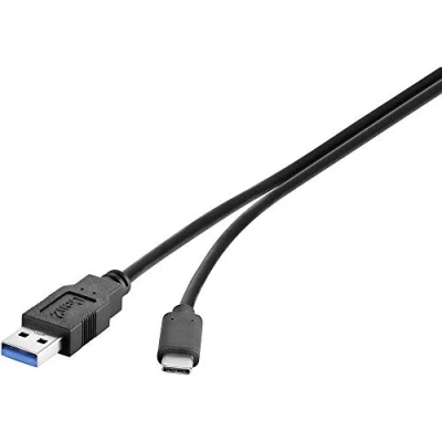Abbildung von Renkforce USB Kabel 3.2 Gen1 (USB 3.0 / 3.1 Gen1) A Stecker, C® Stecker 1.80 m Schwarz vergoldete Steck