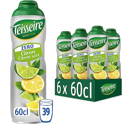Abbildung von Teisseire Zitrone Limette (Citron Citron Vert) Zero Zuckerfrei für Erfrischungsgetränke, 6x600 ml