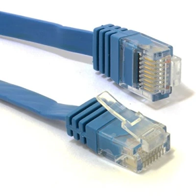 Abbildung von kenable Flach CAT6 Ethernet LAN Patchkabel Kabel Verluste Profil Gigabit RJ45 30 m Blau [30 Meter/30m]