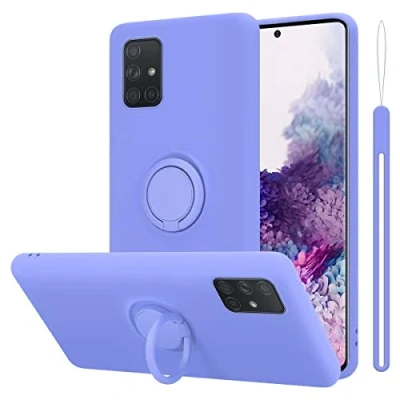 Abbildung von Cadorabo Hülle kompatibel mit Samsung Galaxy A71 4G Schutzhülle TPU Silikon Case Liquid Design Ring Slim Kratzfest Liquidsilikon Microfaser für in Lila