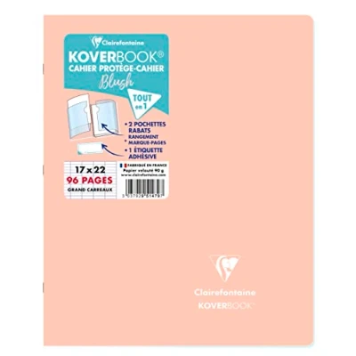 Abbildung von Clairefontaine 951479C Heft Koverbook BLUSH geheftet Umschlag aus PP zweifarbig blickdicht 17x22cm 48 Blatt, französische Lineatur Korallenrot/Blau, 1 Stück