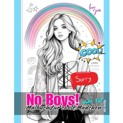 Abbildung von Malbuch für coole Mädchen ab 12 Jahre Das perfekte Geschenk und Teenager: 50 einzigartige Motive (Portraits, Regenbogen, Tiere, Muster) Stressabbau Kreativität