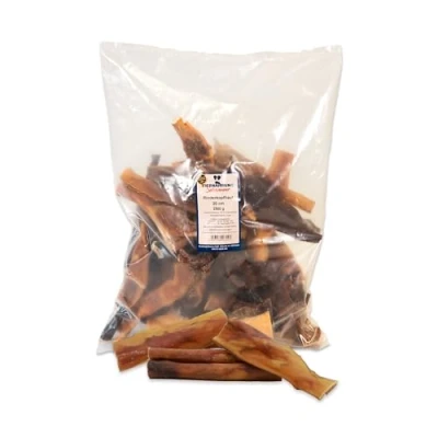 Abbildung von Tiernahrung Schwenner Rinderkopfhaut für Hunde getrocknet Dog Snacks Zahnpflege 2500g 20cm