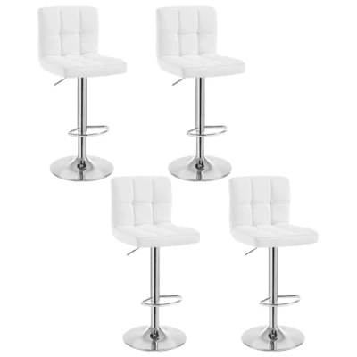Abbildung von WOLTU 4er Set Barhocker Bistrostuhl Trensenstuhl Barstuhl mit Rücklehne, stufenlose Höhenverstellung und Drehbar, verchromter Stahl, Kunstleder Weiß 9108 4