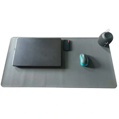 Abbildung von VIVENS PU Leder Multifunktionales Schreibtischunterlage, 80 x 40 cm Mauspad, Laptop Tischunterlage, doppelseitiges, rutschfestes, wasserdichtes Schreibtisch Schreibpad für Büro und Zuhause (Grau)