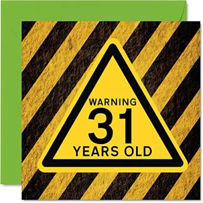 Abbildung von lustige Geburtstagskarte zum 31. Geburtstag für Männer und Frauen Warnung Karte Vater Mutter Sohn Tochter Bruder Schwester Onkel Tante Cousin 145mm Humor Grußkarten