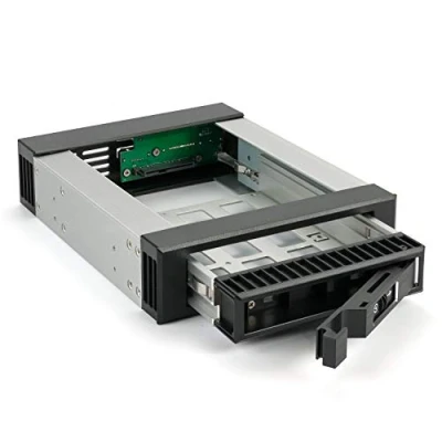 Abbildung von FANTEC 2188 BP T3525 SAS I,II + SATA I,II,III Wechselrahmen für eine 3,5&quot;/2,5&quot; HDD oder SSD in einem 5,25&quot; Einschub. Festplattenträger. Aluminiumgehäuse. Front schwarz