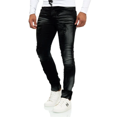 Abbildung von KINGZ Slim fit Jeans, im Destroyed Look mit auffälliger Waschung