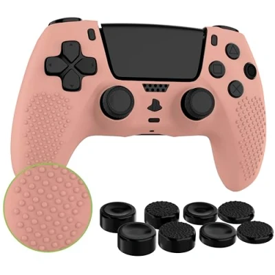 Abbildung von MyGadget Silikon Hülle kompatibel mit PS5 Controller 8 Thumbsticks [ 2X Paar Hoch Tief] Playstation 5 Dualsense Wireless Skin in Rosa
