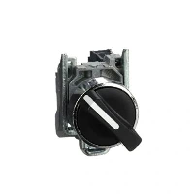 Abbildung von Schneider Electric XB4BD21 Wahlschalter, Harmony XB4, Metall, 22mm, schwarz, 2 Stellungen, rastend, 1S