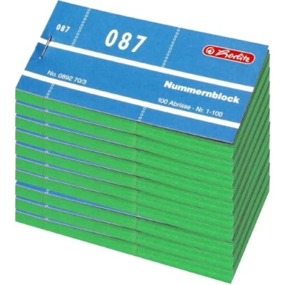Abbildung von Herlitz Nummernblöcke 1 1000/892703 105x50 mm sortiert Inh.1x10Stück (Grün)