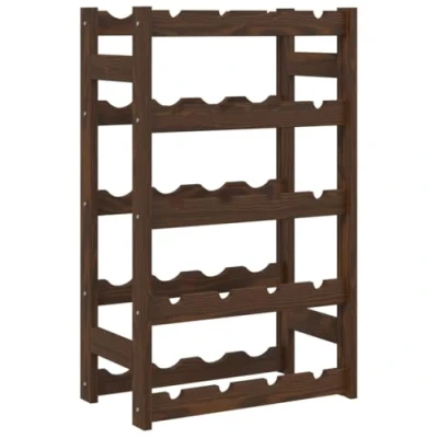 Abbildung von vidaXL Weinregal, Flaschenregal mit 5 Ablagen für 20 Flaschen, Weinflaschenhalter Weinständer Wellen Design, Weinhalter Getränkeregal Küche Keller, Braun Massivholz Kiefer