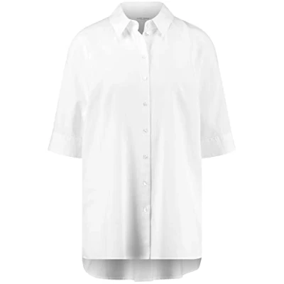 Abbildung von Gerry Weber Damen Halbarmbluse mit Kellerfalte halber Arm, Manschetten, Schlitz unifarben weiß/weiß 46