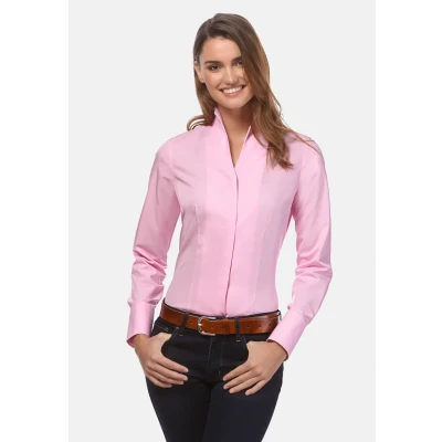 Abbildung von Vincenzo Boretti Leicht Tailliert Kelchkragen Hemdbluse, Damen, Größe: 38, Pink