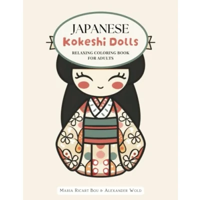 Abbildung von Japanese Kokeshi Dolls Relaxing Coloring Book For Adults