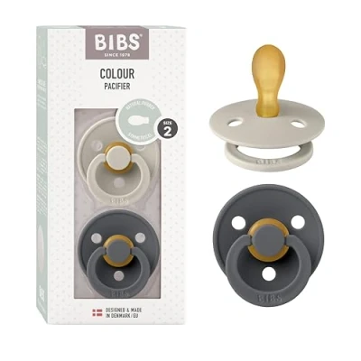 Abbildung von BIBS Colour Schnuller 2er Pack, BPA frei, Symmetrischer Sauger. Naturkautschuk / Latex, Hergestellt in Dänemark. 6 18 Monate (2er Pack), Sand &amp; Iron
