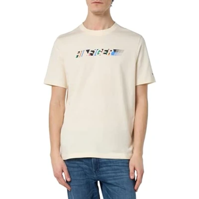 Abbildung von Tommy Hilfiger Herren T Shirt Kurzarm Multicolour Tee Rundhalsausschnitt, Weiß (Calico), S